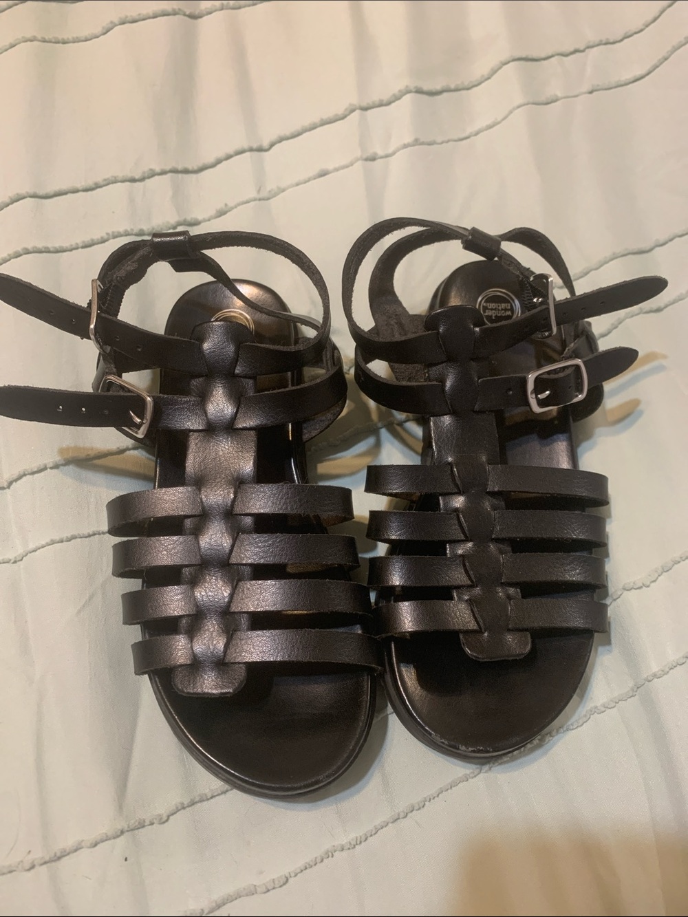 Girls Black Strappy Gladiator Sandals